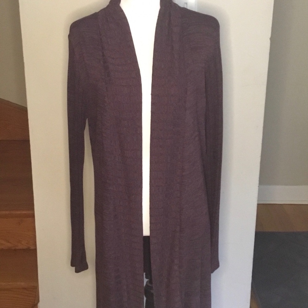 Purple Long Open Front Cardigan Sweater - Picture 2 of 7